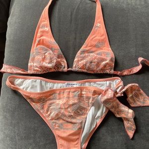 Vintage chanel swimsuit orange bandana size 36
